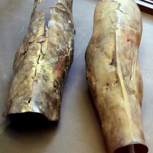 Roman armor greaves of the Republic. Vatican City Museum. 2-1 century BC