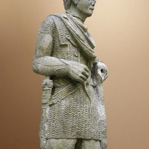 Statue of the Gallic warrior "Guerrier de Vacheres" in Hamat with clasps. Calvert - Avignon-F Museum. 1st century BC