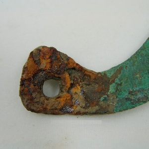 Fragment of a hook from hamata. Bronze. 6.5 *1.1 cm,thickness-0.9 mm. 1st century AD (presumably 75 AD)
