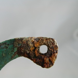 Fragment of a hook from hamata. Bronze. 6.5 *1.1 cm,thickness-0.9 mm. 1st century AD (presumably 75 AD)