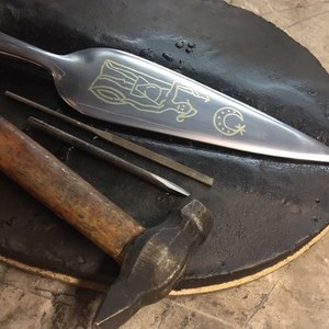 Наконечник копья с инкрустацией, реконструкция
