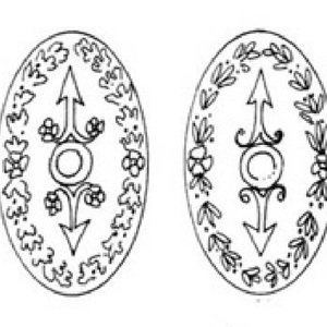 Drawing of digma clypeus from Trajan's column. Written by D. R. Travis. The leftmost digma is used for reconstruction in Legio X Fretensis