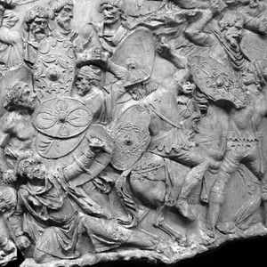 Metopes of Trajan's column. II century AD Exactly in the center you can see the image of the digma used in Legio X Fretensis