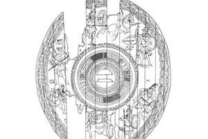Drawing of the clypeus of the third century AD from Dura-Evropos,by D. R. Travis