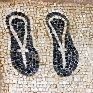 Mosaic with sandals,I-II centuries AD,Villa Rio Verde.