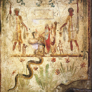 Roman fresco from the lararium of the house of Polybius. Pompeii. 1st century AD