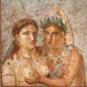 Satyr embracing a maenad. Pompeii; National Archaeological Museum, Naples, inv. 110590. Early first century CE.