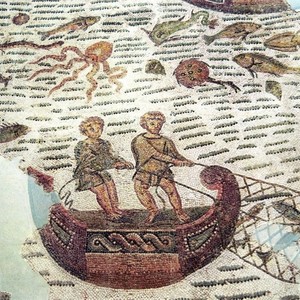 Roman mosaic with fishermen. Bardo Museum,Tunis,2nd-3rd century AD
