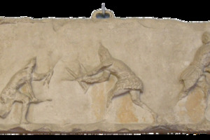 Bas-relief with gladiators-sagittarii from Florence. 1st century BC - 1st century AD