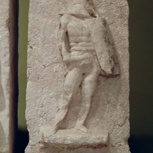 Stella with the provocator. Necropolis on Kibir, Burdur Museum. 2-3 century AD