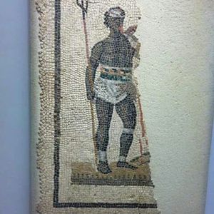 Mosaic with Retiarius the Numidian. 1-2 century AD