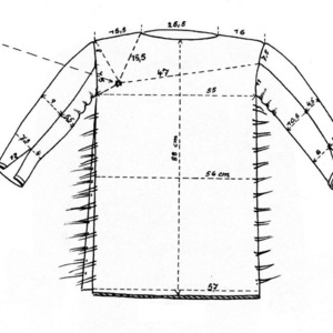 Modern cutting diagram of the Thorsberg tunic; a reconstruction of the ancient garment, not a separate archaeological find.