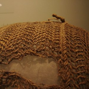 Cap from Bredmose, Himmerland, Denmark, Iron Age. National Museum of Denmark; made using sprang, not knitting.