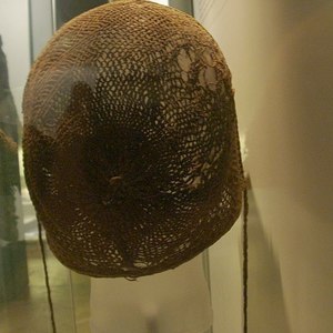 Cap from Bredmose, Himmerland, Denmark, Iron Age. National Museum of Denmark; made using sprang, not knitting.