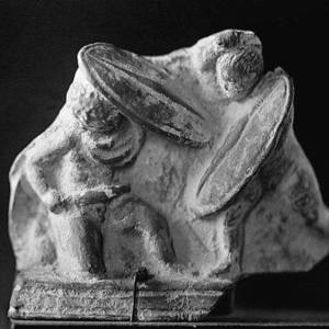 Terracotta statuette depicting fighting Gauls. Antique Collection,Berlin. 2nd century BC