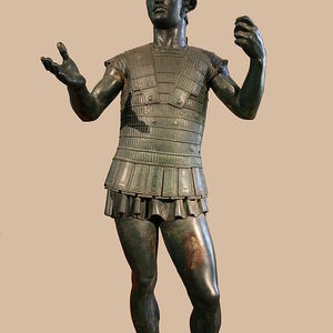 Mars of Todi,an Etruscan bronze statue. Probably in Linothorax. Vatican City Museum. 5th century BC