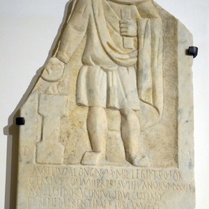 Alexandria,tombstone of legionnaire Longinus of the II Trajan Legion. Paris,Louvre Museum. France. AD 222-235