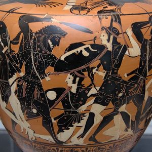Hercules and the Amazons. Attic black-figure vase. Around 530 BC.