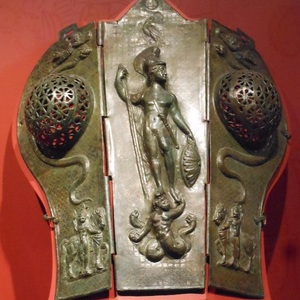 Large three-part chanfronte, type C, first third of the 3rd century AD, Straubodenmuseum, Straubing, Germany.