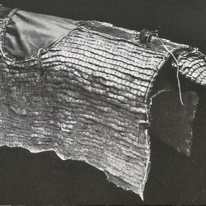 Scaly armor on the horse. Iron scales on a leather base. Fool of Europos. Stored in the National Museum of Damascus. Mid-3rd century.