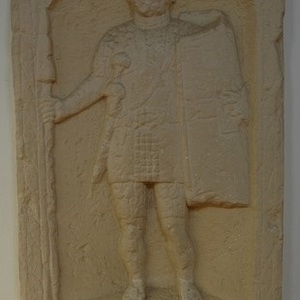 Tombstone of Gaius Valerius Crispus,legionnaire of LEGIO VIII AUGUSTA,from Wiesbaden. Saalburg Museum. Austria. Around 90 AD.