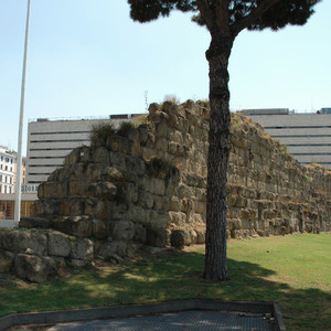 Servian wall at Termini station. Modern look.