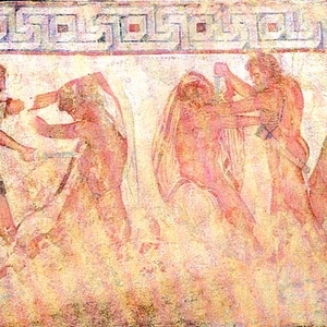 Fresco from the tomb of Francois of Vulci depicting Mastarna (Etruscan name Servius Tullius). 2nd floor. IV century BC,Villa Albani,Rome