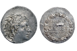 Понт. Митридат VI. Тетрадрахма Г (87-86 гг. до н.э.). Вес — 16.88 г; d – 33 мм. Каллатай — D1/R1A. По Хуверу степень редкости — R1. Частное собрание.
