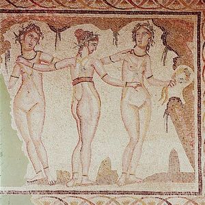 Roman mosaic with the "Three Graces". 1st century AD
