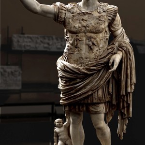 Statue of Augustus from Prima Porta. Marble. Rome,Vatican Museums,Chiaramonti Museum,New Wing,14. The last quarter of the 1st century BC (20-17 BC)