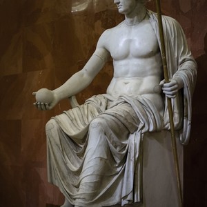 Statue of Octavian Augustus in the image of Jupiter. Russia,St. Petersburg,Hermitage Museum. Marble. 1st half of the 1st century AD