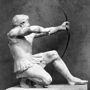 Heracles as an archer from the east pediment of the Temple of Aphaia on Aegina, 490-480 BC.