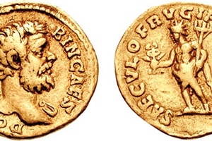 Coin of Clodius Albinus. The coin depicts one of the holidays celebrated in North Africa,where Albin was originally from. 2-3 century AD
