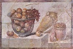 Bowl of fruit. Fresco from the house of Julia Felix,Pompeii