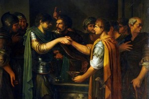 Жозеф-Мари Вьен. «Клятва Катилины» . Конец XVIII века, Каса Мартелли, Флоренция. Картина иллюстрирует ритуальную клятву, скрепившую заговор