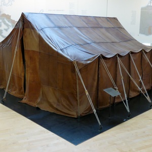 Modern reconstruction of a leather soldiers’ tent. Roman Museum, Haltern.