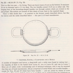 Iron frying pan reported from Judaea, attributed to the first–second century CE. Another view.