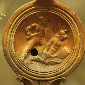 Изображение с боем гладиатрессы. Römisch Germanisches Museum. 1-2 век н.э.