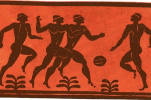 The Episkyros game. Ancient Greek Image,Athens State Museum of Archaeology