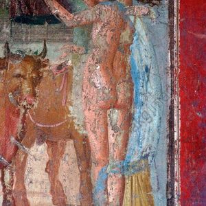 Fresco of a woman in closed shoes from Pompeii. Forum Baths (VII,5,built),Stucco Relief,Campania. 1st century AD