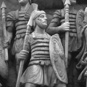 Pretorian wearing lorica segmentata, Column of Antoninus Pius, mid to late second century CE