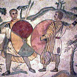 The Dominate-era lancearii, the Hunting mosaic from Villa Romana del Casale, Sicily. IV century CE