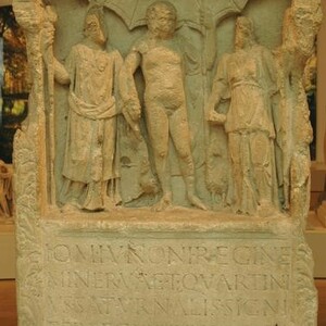 Museum of the city of Xanten (Germany). Dedication to the Capitoline Triad of standard bearer XXX Ulpia Trajan. A.D. 239