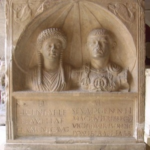 Tombstone of a priestess and officer of the Legio VI Victrix. Date: 1st century A.D. Museum of the City of Nimes,France.