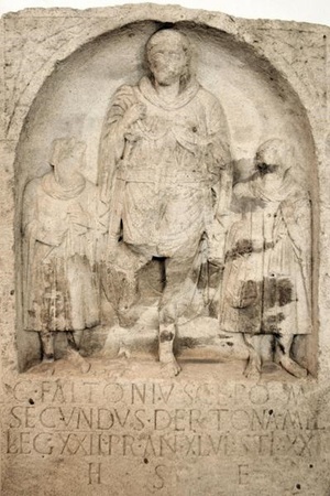 Tombstone of Gaius Falconius Secundus, soldier of Legio XXII Primigenia. Mainz, first century AD.