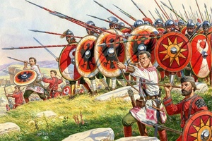 Dominate-era roman infantry in battle