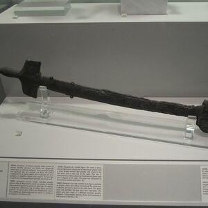 Bronze sword from Greek with a Greek statue. 4th century BC