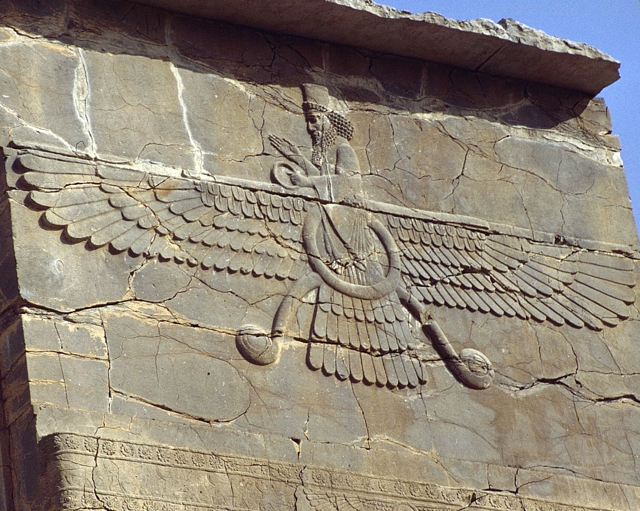 Relief of Ahura Mazda at Persepolis. Photo: Ziegler175, Wikimedia Commons, CC BY-SA 3.0.