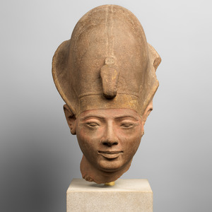 Head of Seti II wearing the blue khepresh crown. Dynasty 19, ca. 1200-1194 BC; Metropolitan Museum of Art.