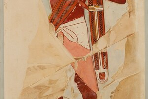 Man with bow case and quiver: museum facsimile of a tomb scene from the reign of Hatshepsut and Thutmose III. Metropolitan Museum of Art.